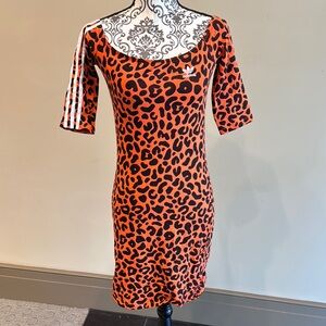 Adidas Orange Black Bodycon Mini Dress
